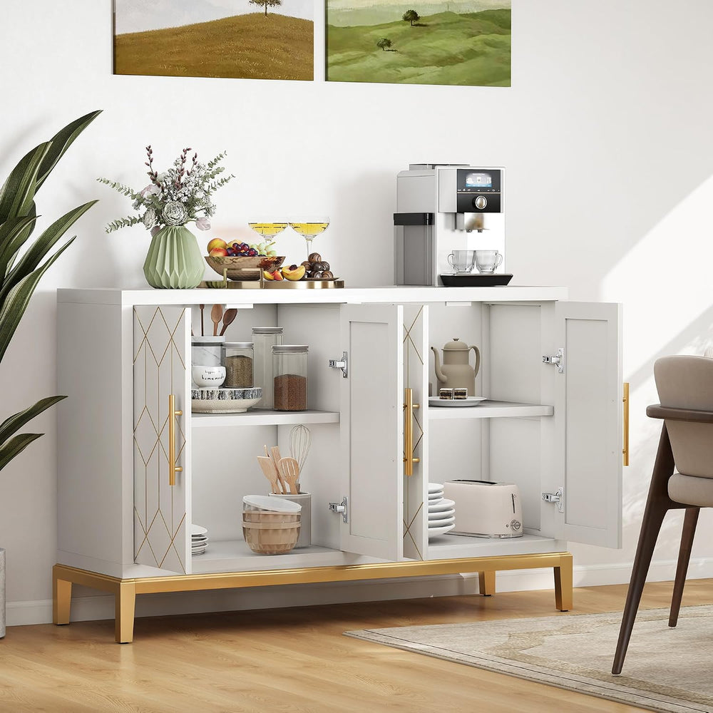 47.8" Accent Storage Cabinet with 4 Doors, Modern Sideboard Buffet Cabin...