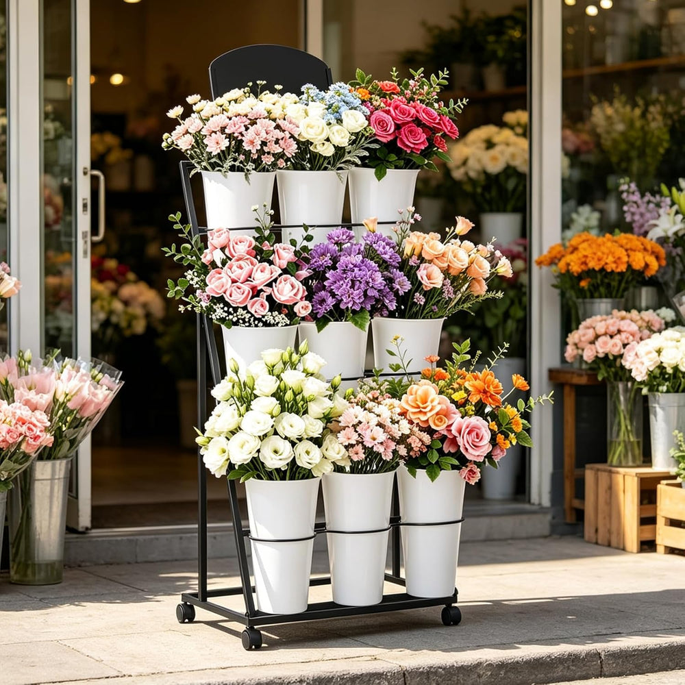 Bloom Bar Flower Cart Flower Bar Stand Flower Cart with Wheels | Made of meta...