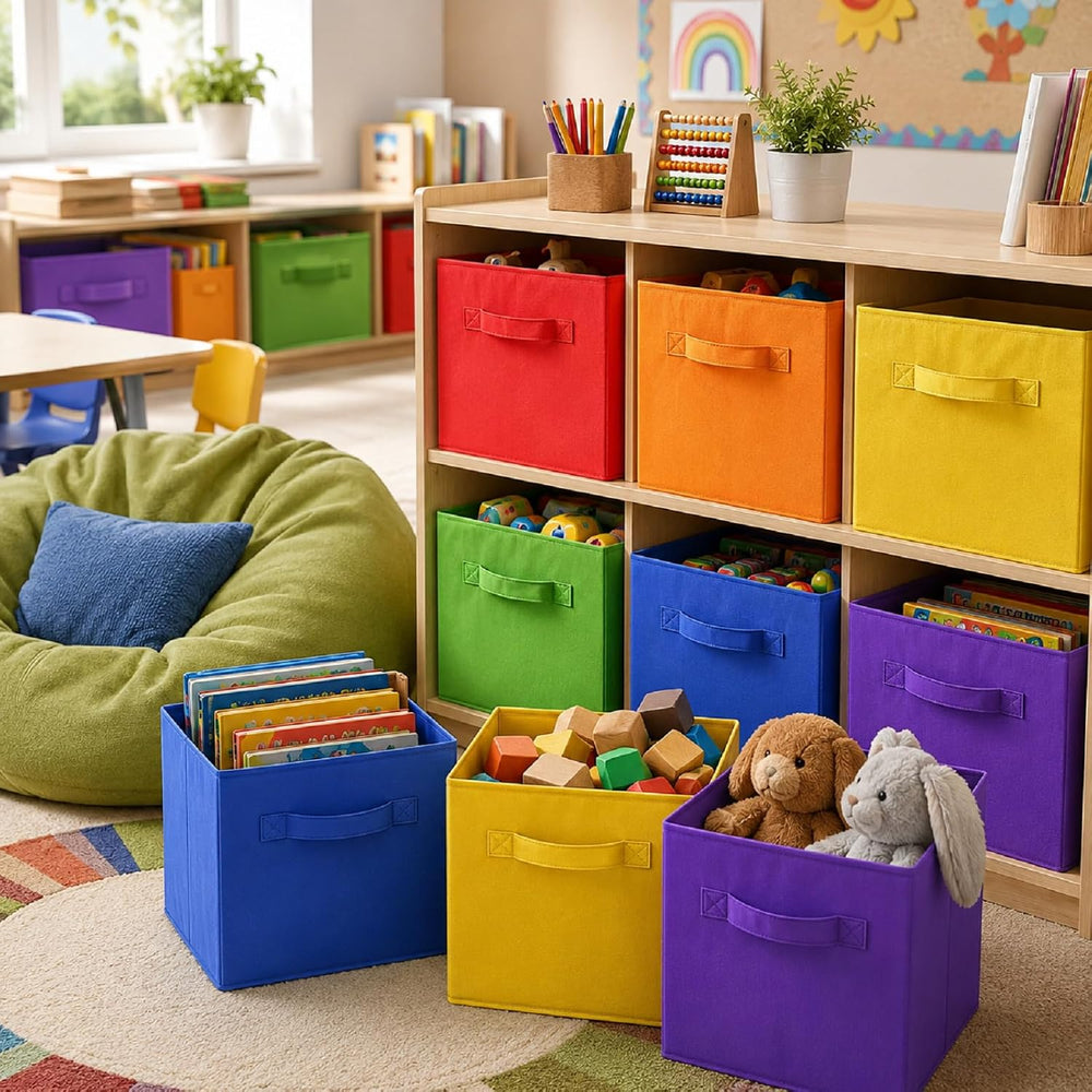 Yinder 12 Pcs Cube Storage Bin Rainbow 10.5''x10.5''x11'&...