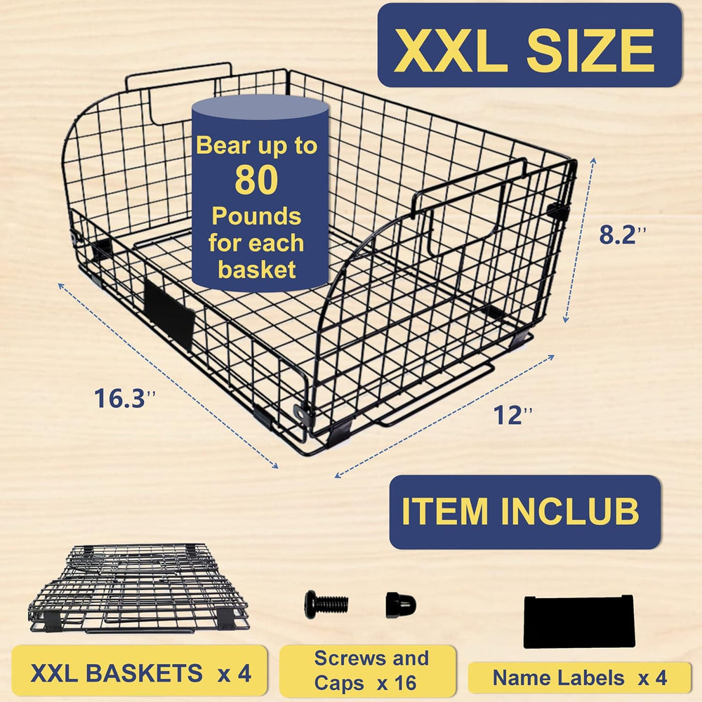 4 PACK XXL Stackable Wire Baskets for Storage Pantry,Fruit Basket For Kitchen...