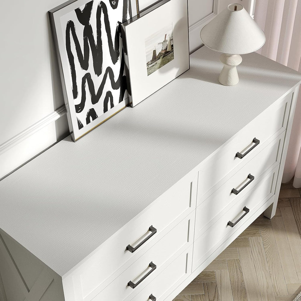 White Farmhouse 6 Drawers Dresser for Bedroom, 47 Inch