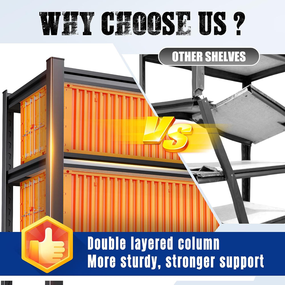 2Pack 3 Tier Garage Shelving,Garage Storage Shelves,Adjustable Heavy Duty Met...