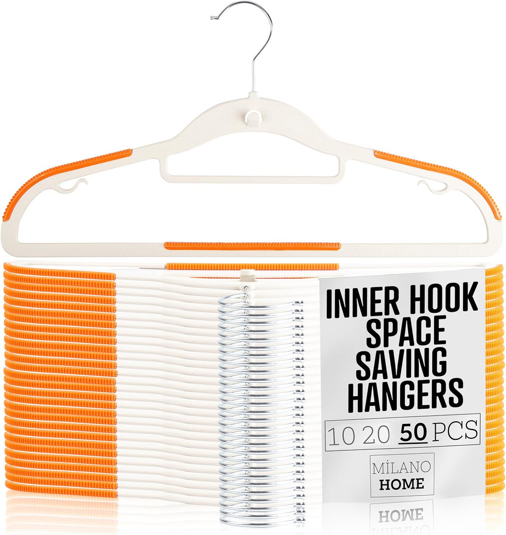 Plastic Hangers 50 Pack, Cascading Slim Space Saving Clothing Hangers with 36...