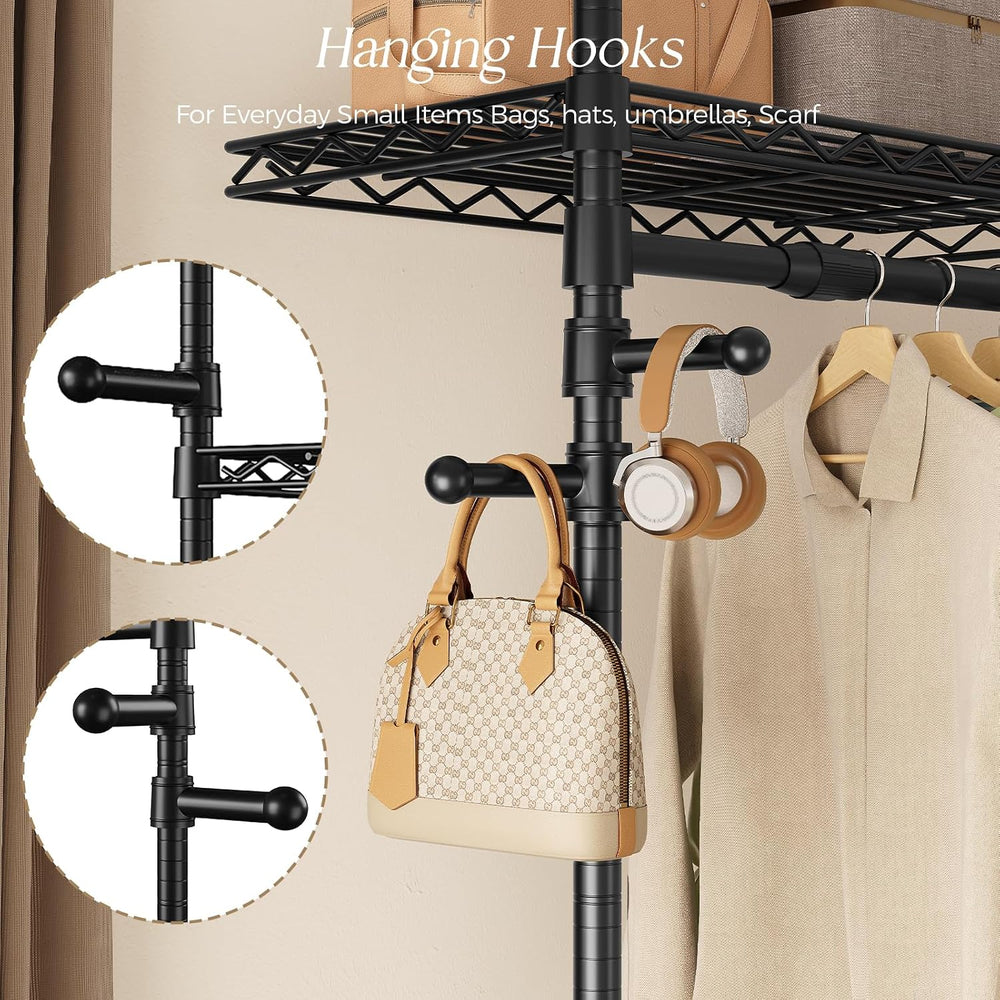 Closet Organizers and Storage, 6-Row Heavy Duty Clothes Rack for Hanging Clot...