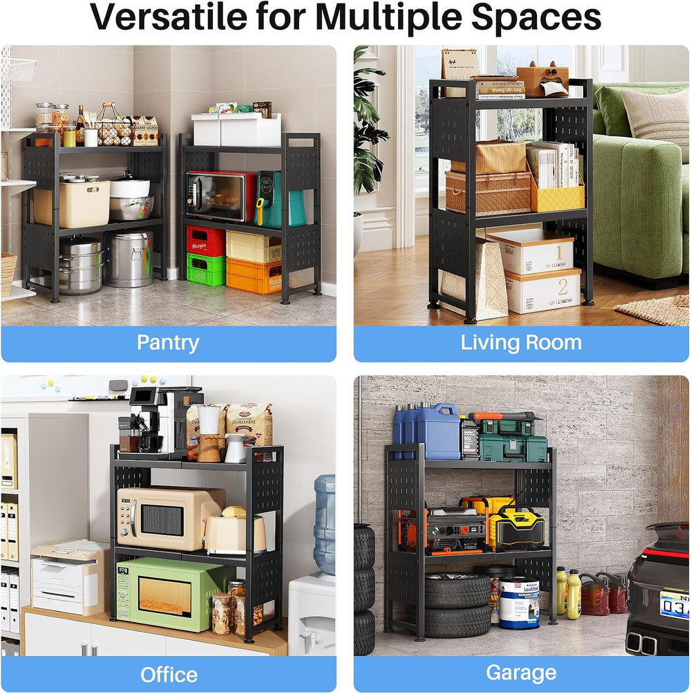 Expandable Microwave Stand, Heavy Duty 3-Tier Adjustable Microwave Oven Rack ...