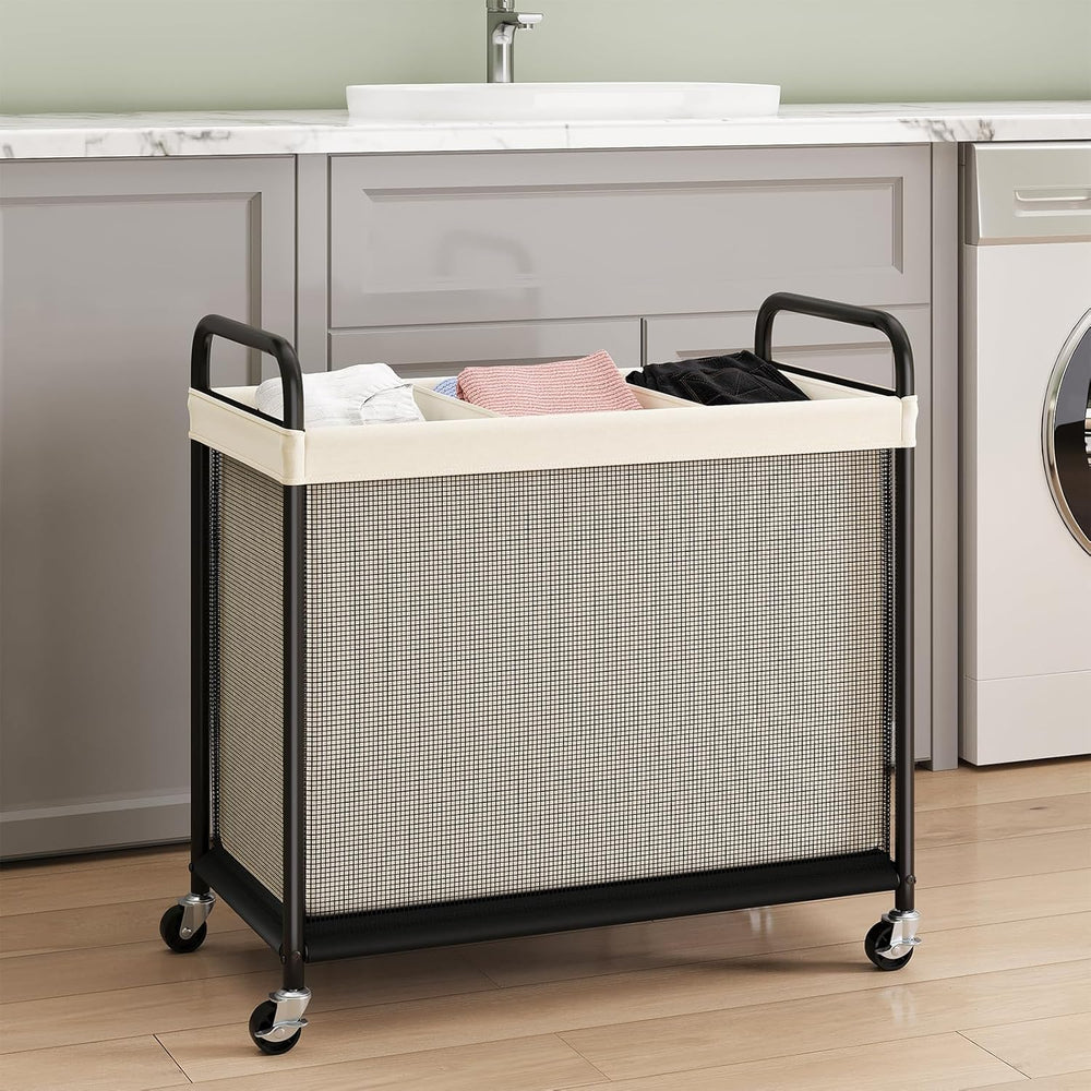 ELYKEN Laundry Hamper 3 Section, 120L Rolling Laundry Sorter with Wheels