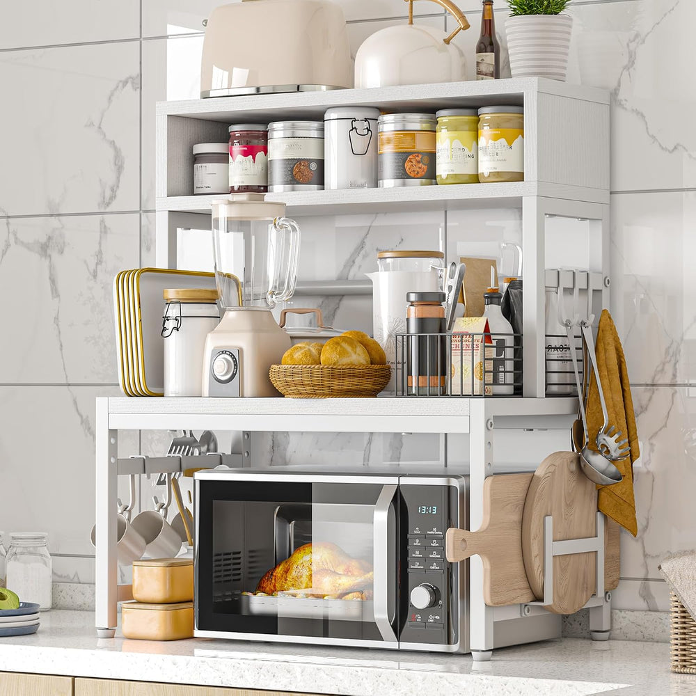 EnHomee 4-Tier Microwave Stand for Countertop Storage, White