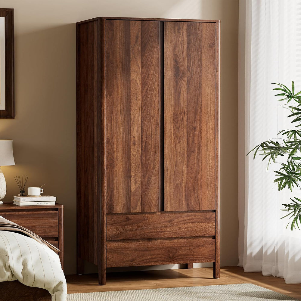 Armoire Wardrobe Closet, 70.9" Tall Wardrobe Cabinet with 2 Doors, 2 Lar...