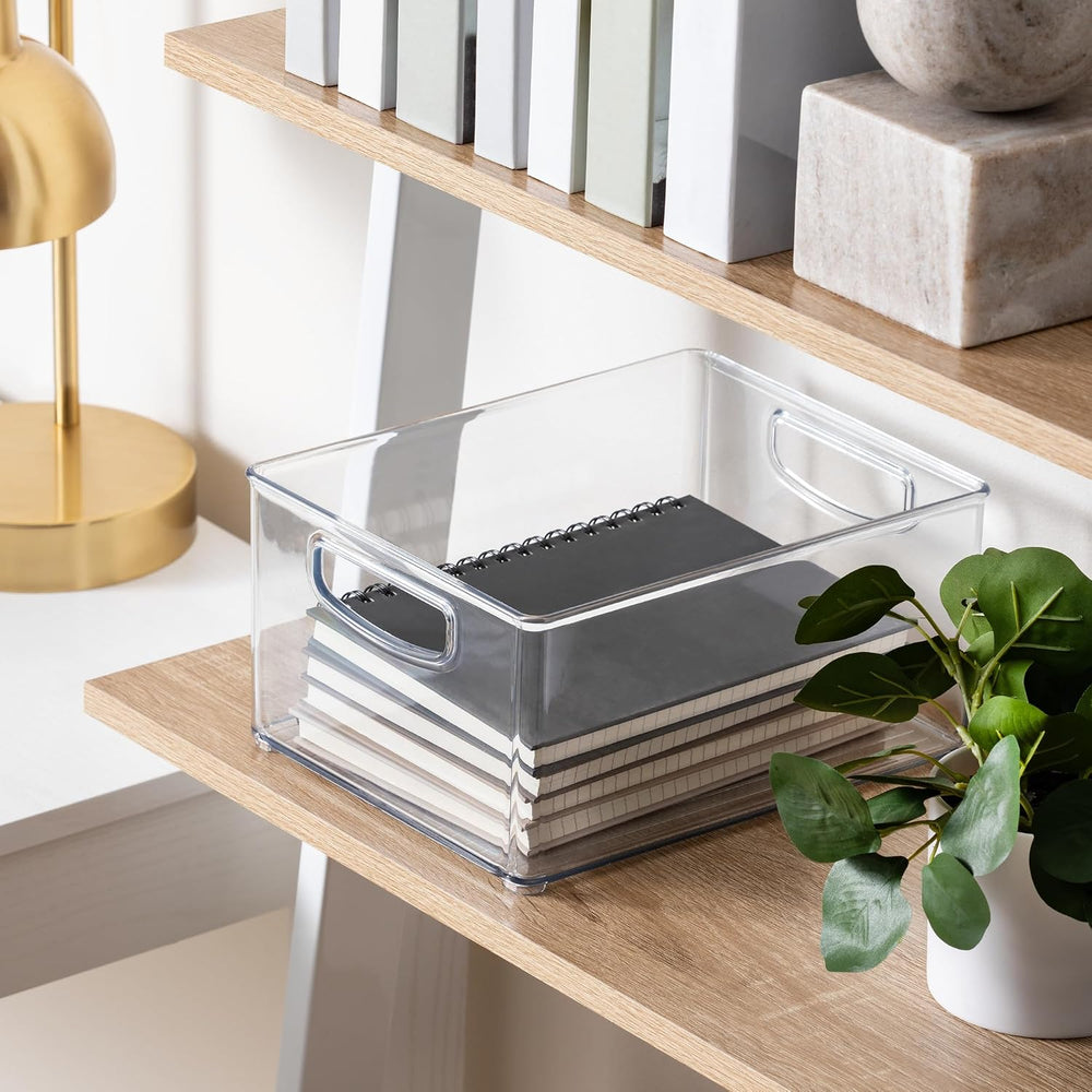 iDesign Stackable Storage Bin with Handles, Set of 4, Clear