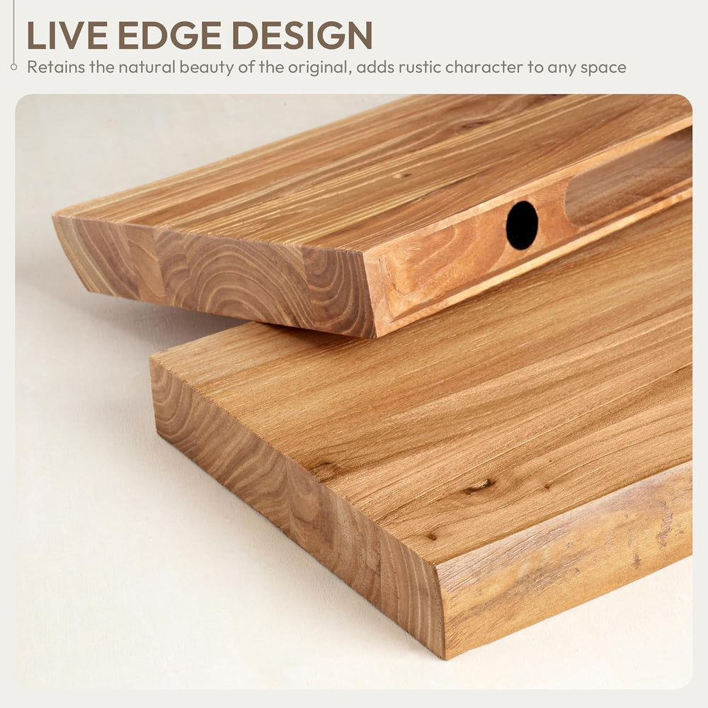 Marsmiles 30 inch Floating Shelves for Wall Elm Wood Live Edge Shelves|Rustic...
