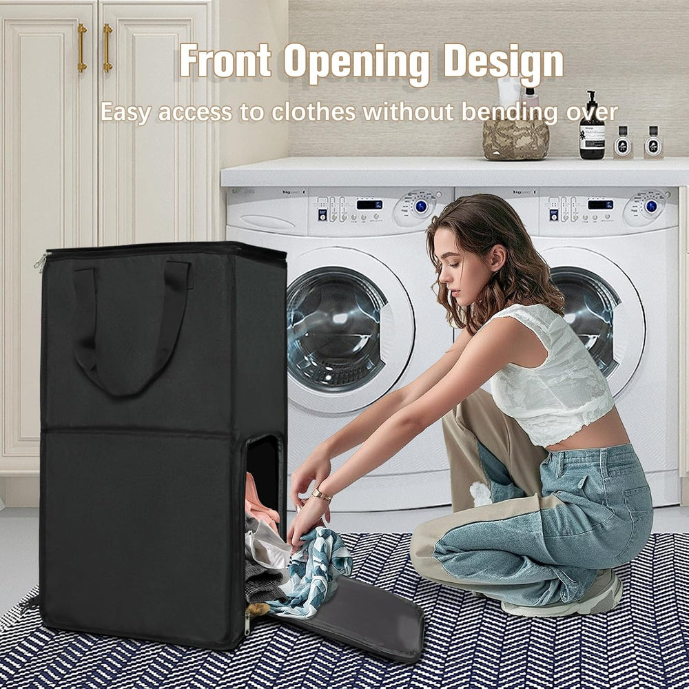 Bukere Extra Large Rolling Laundry Basket with Removable Wheels & Zipper ...