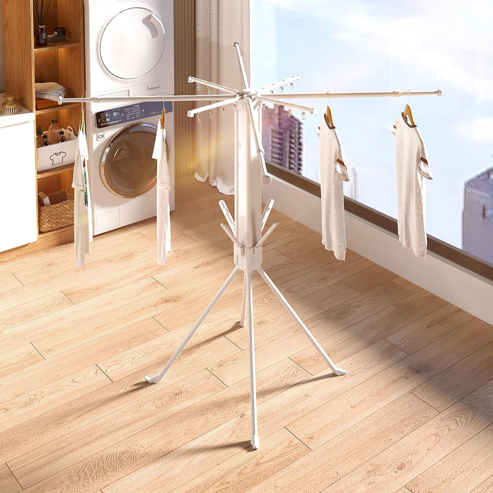 Foldable 4-Legged Clothes Drying Rack, Extra Stable Heavy Duty Laundry Drying...