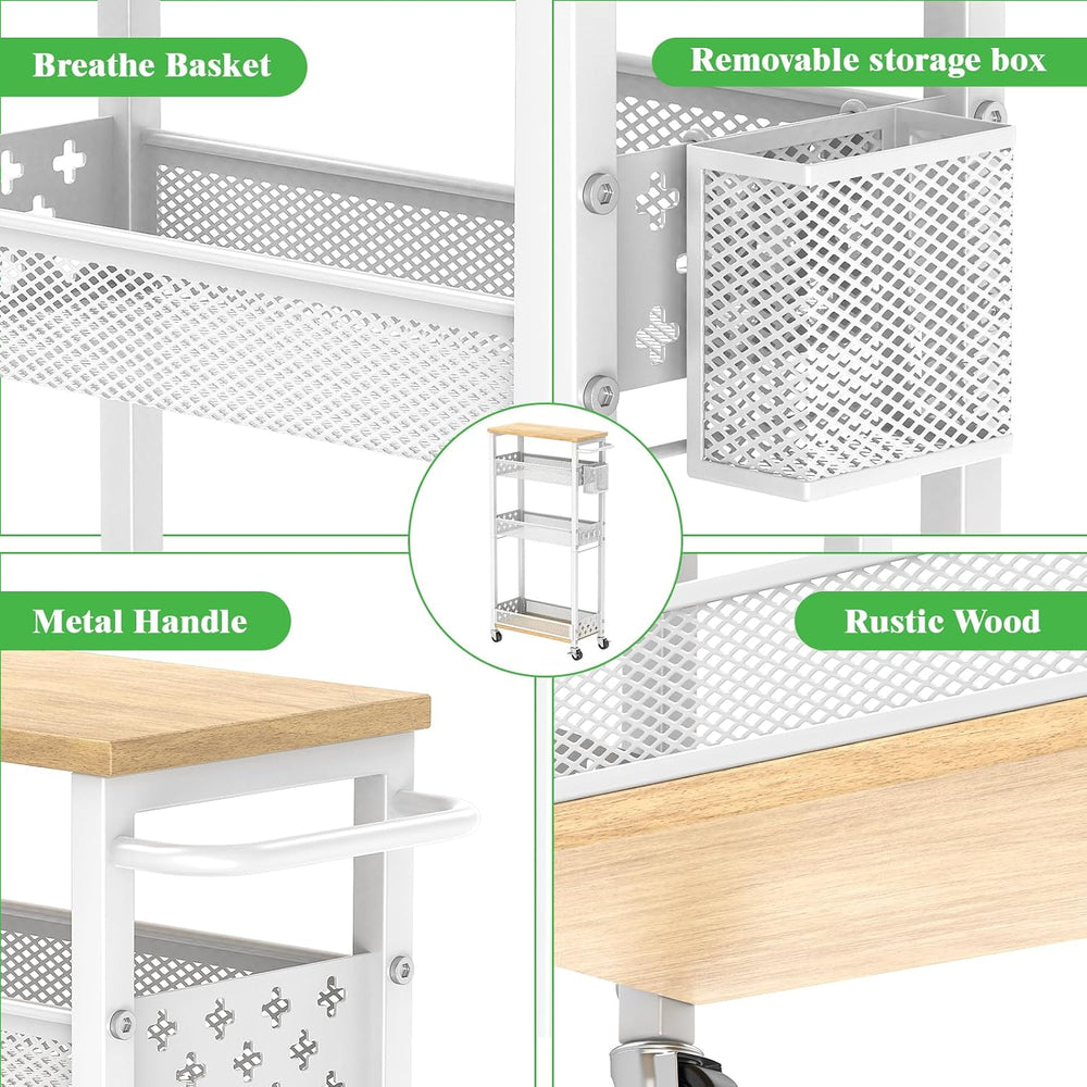 4 Tier Slim Rolling Cart Bathroom Organizer and Storage with Wheels