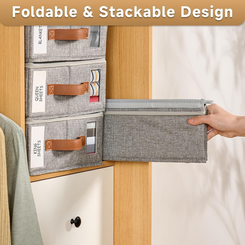 8pack Bed Sheet Organizer, Foldable Linen Closet Organizers and Storage with ...