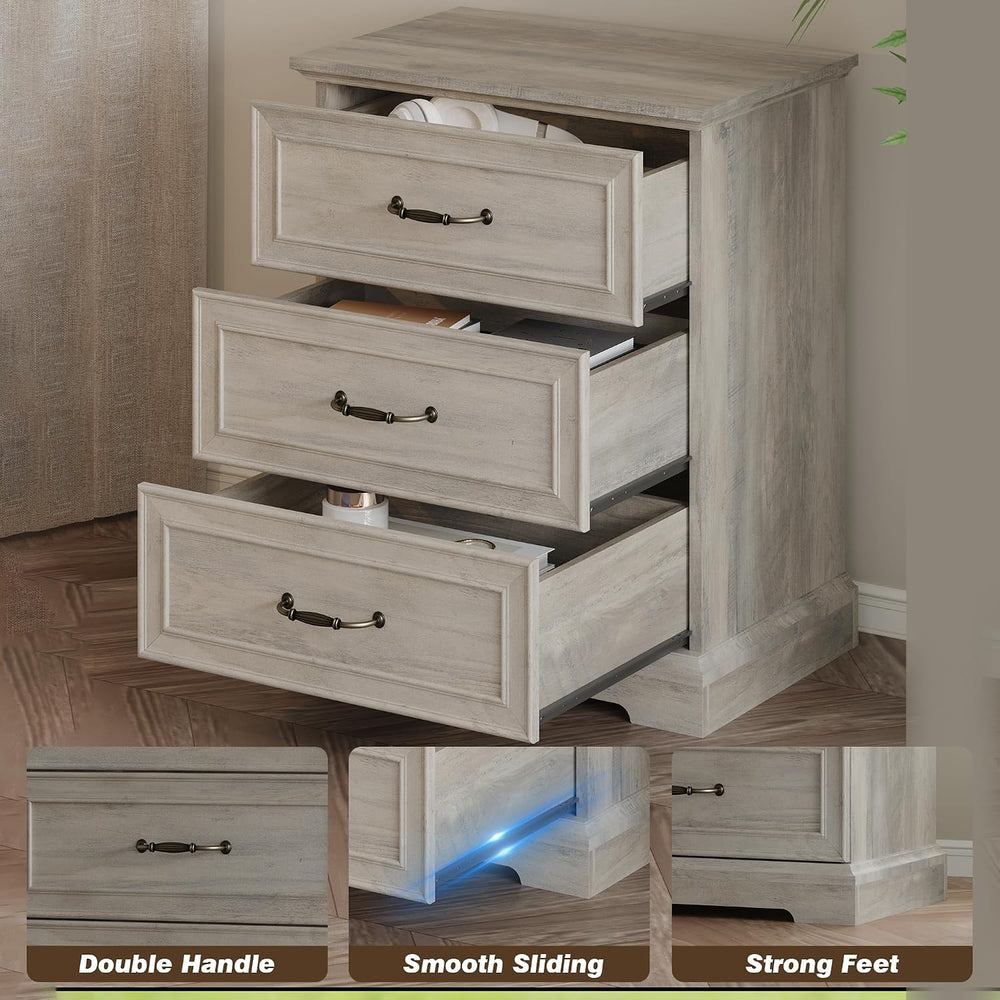 Farmhouse 3 Drawers Dresser for Bedroom, 24" Wide Modern Chest of Drawer...