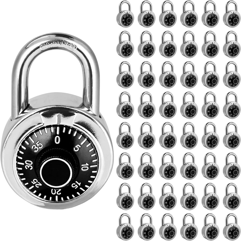 Combination Padlock 48 Pack, Black Dial with Preset 3-Digit Code