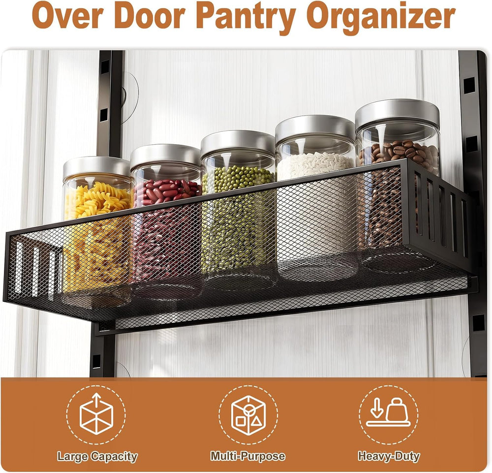 Over the Door Pantry Organizer, 8-Tier Heavy-Duty Door Spice Rack with Mesh B...