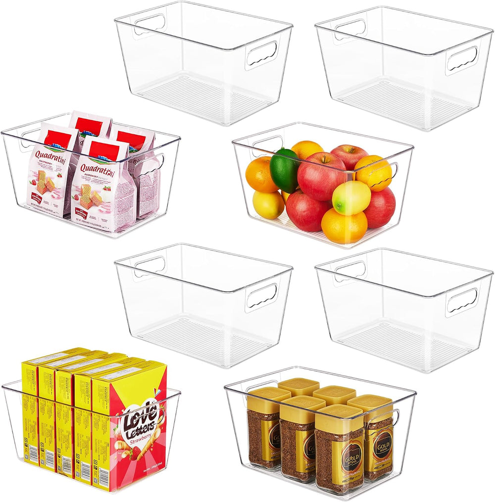 YIHONG 8 Pack Clear Storage Bins, Pantry Organizer Bins with Handle, Large