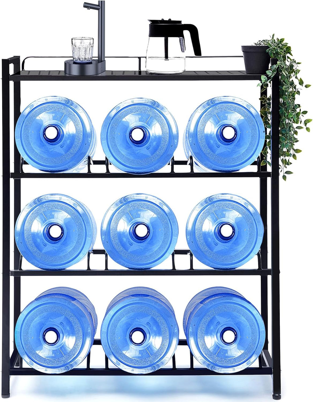 5 Gallon Water Dispenser Jug Holder with Top Shelf Heavy Duty Water Cooler Ju...
