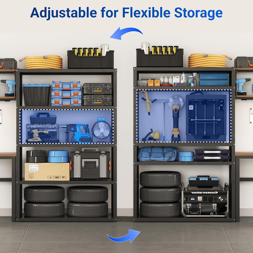 FLEXIMOUNTS 142" Garage Storage System with Workbench & Pegboard, Black