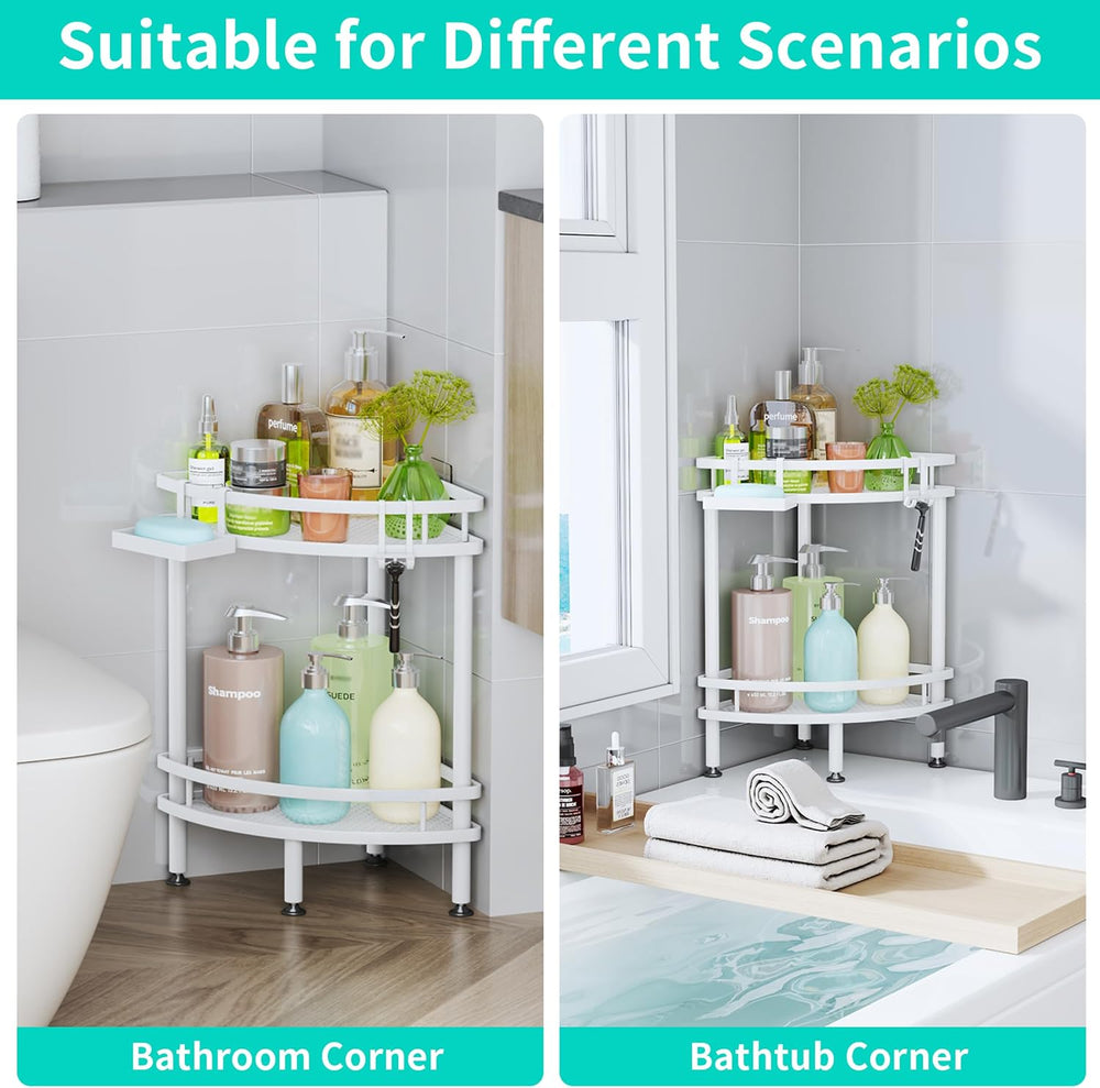 HapiRm Standing Corner Shower Caddy - 2 Tier Shower Organizer Corner with Soa...