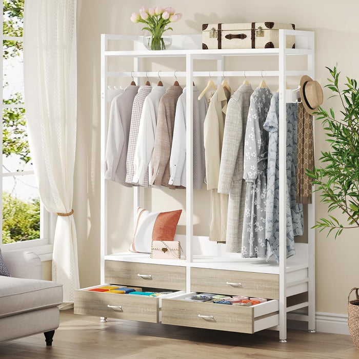 Tribesigns Freestanding Closet Organizer, Garment Rack with 4 Drawers