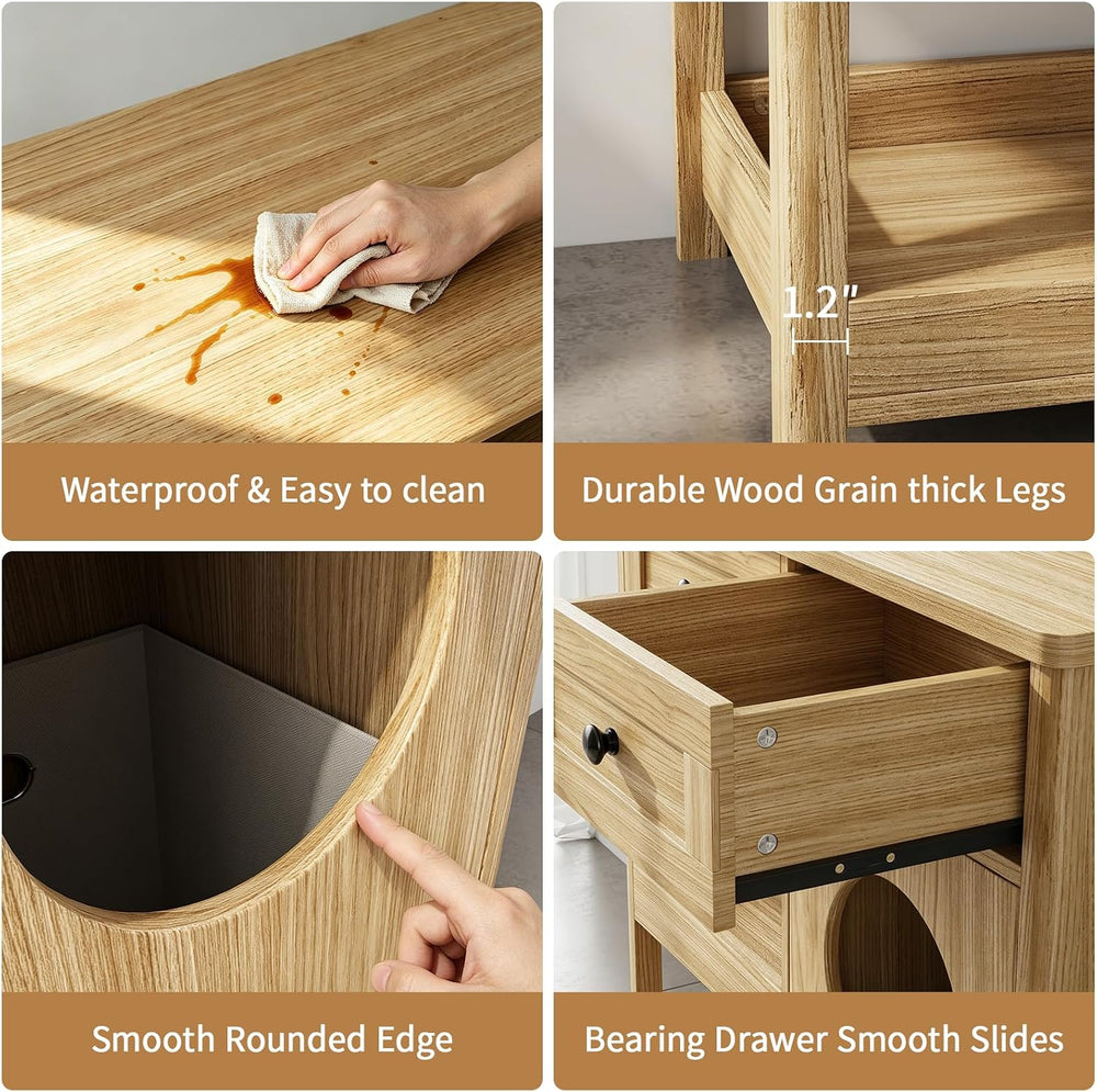 47" Tall Bathroom Storage Cabinet with Laundry Hamper