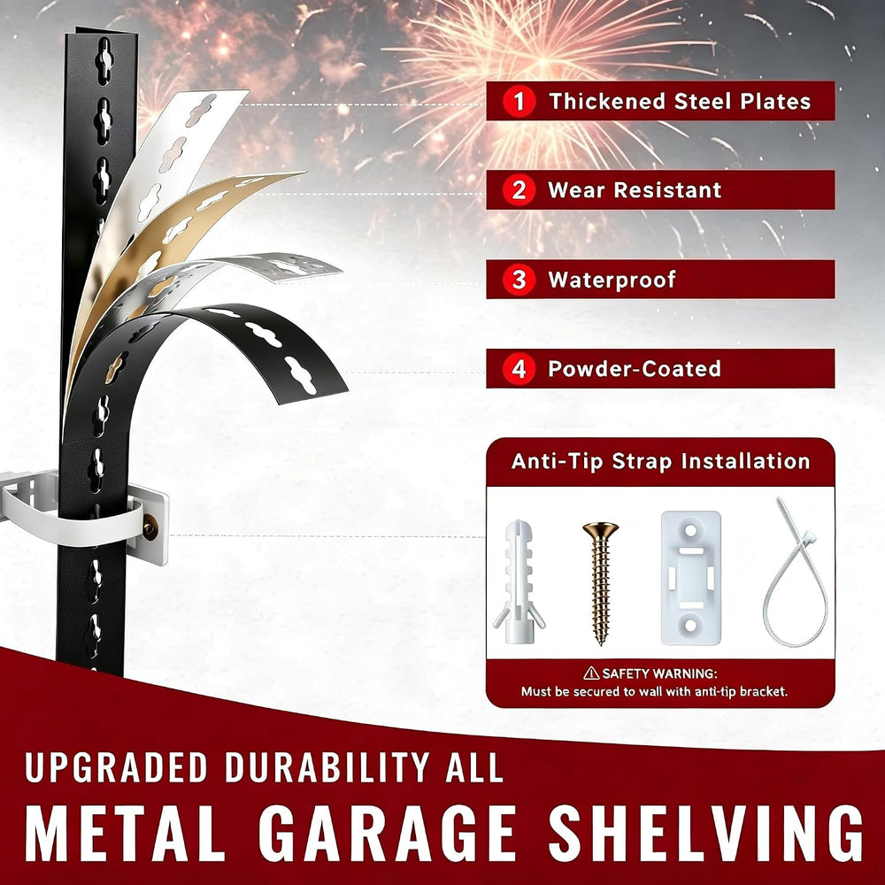 Heavy Duty Garage Shelving, 5 Tier Metal Adjustable Storage Shelves, 3000 LBS...