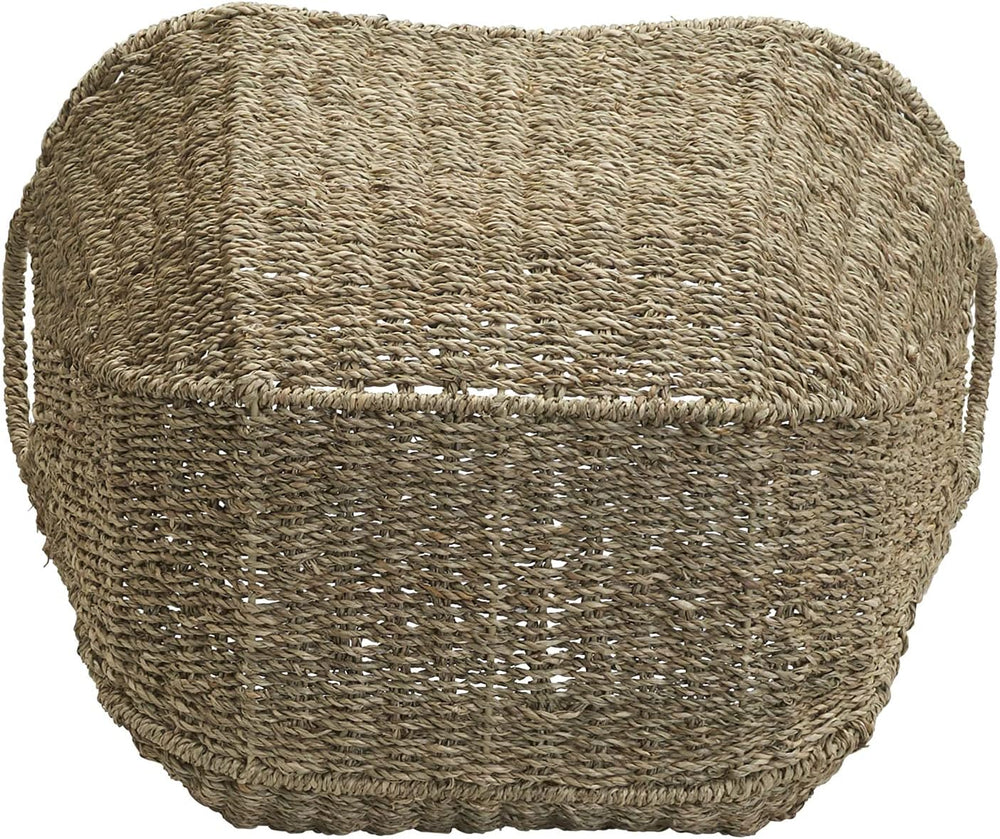Household Essentials Seagrass Woven Storage Basket with Handles, Natural