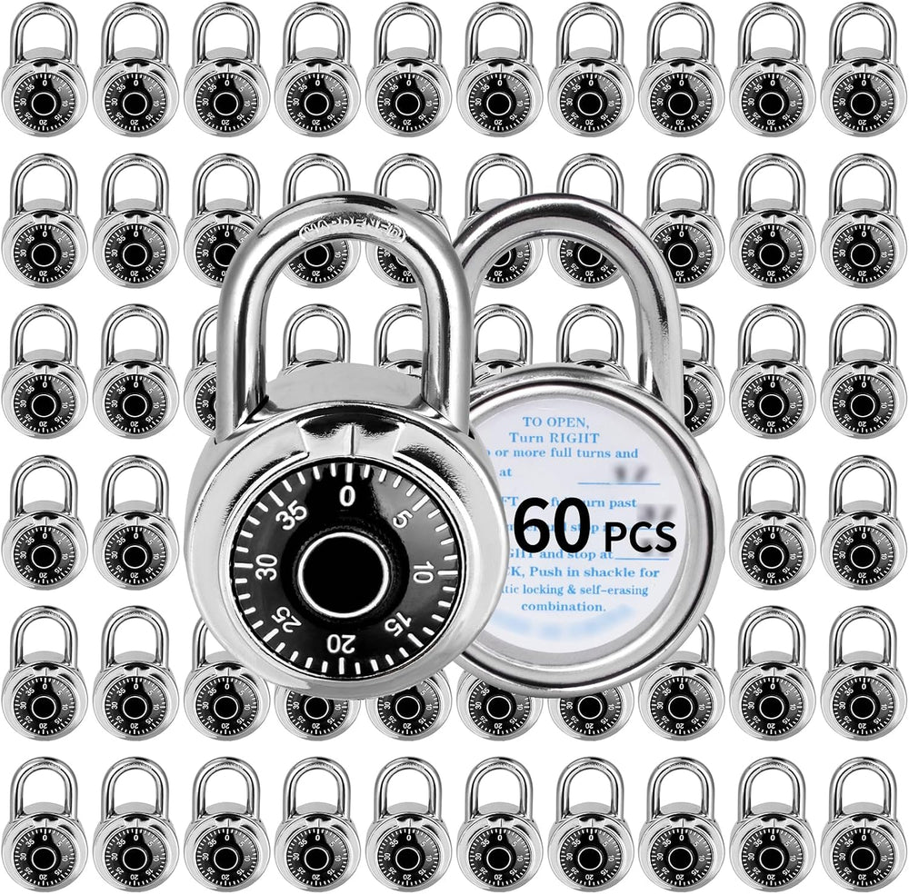 Combination Lock, LQYN Dial Combination Padlock, Pack of 60; Black