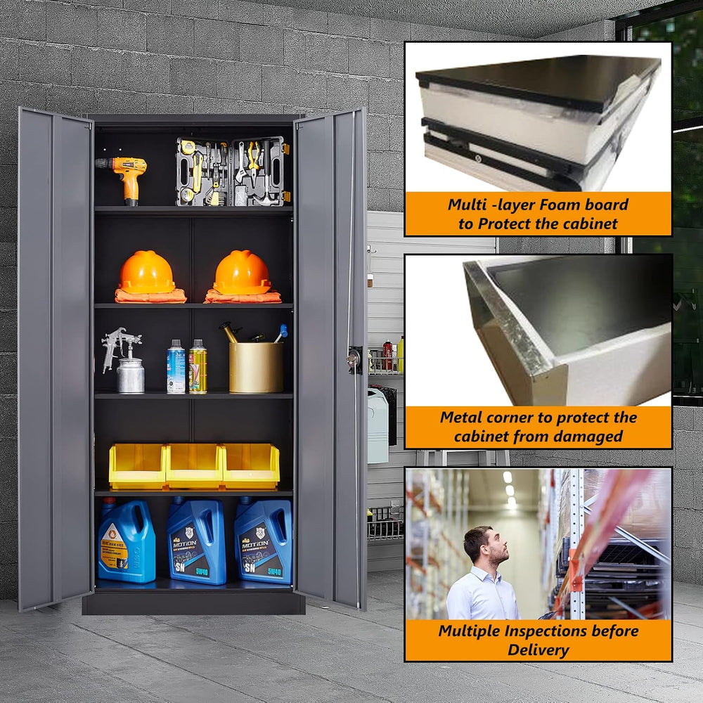 STANI Garage Storage Cabinet, 71" Steel Lockable File Cabinet, Locking S...
