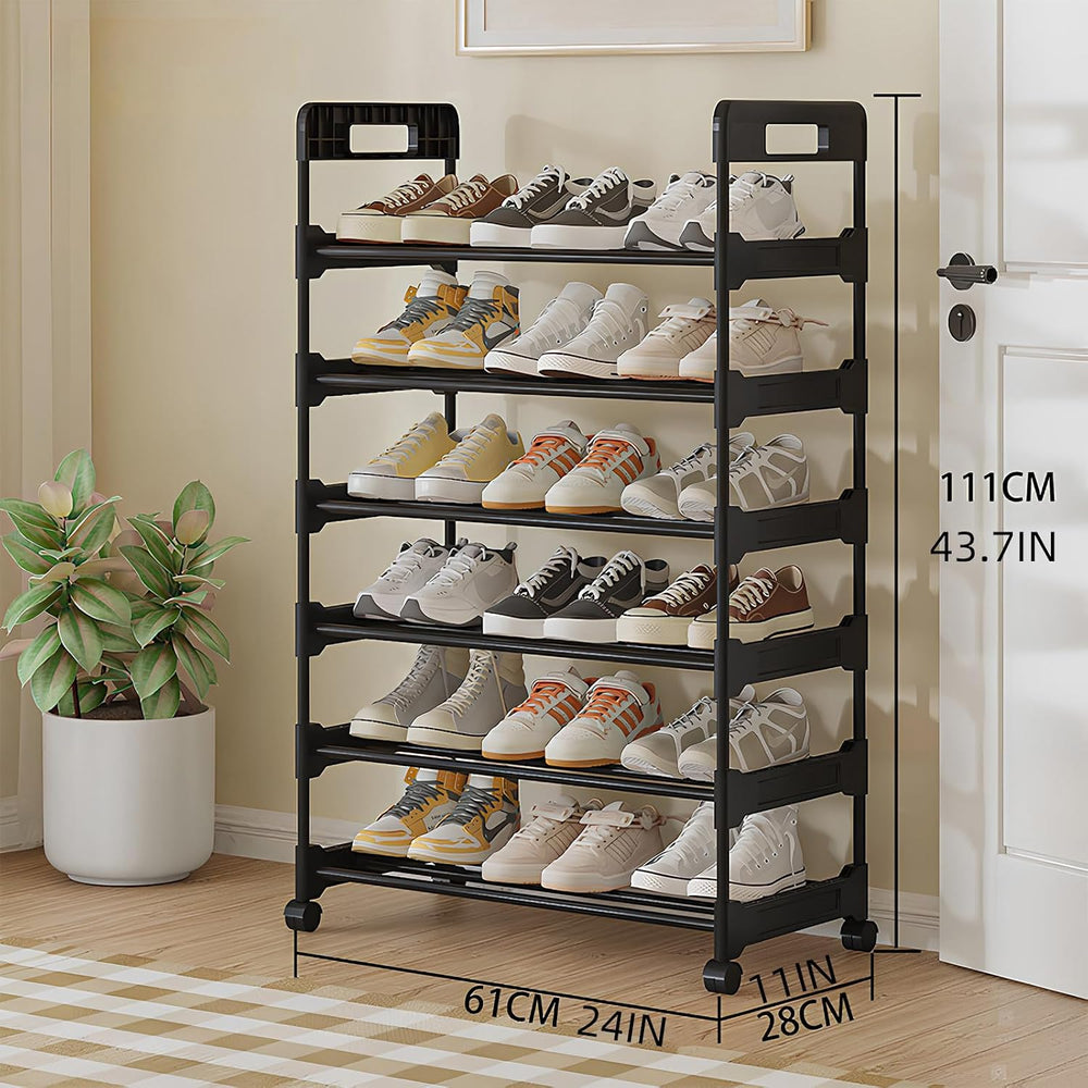Long Storage Shoe Rack Organizer Cabinet Sturdy Shoe Shelf with Wheels Free S...