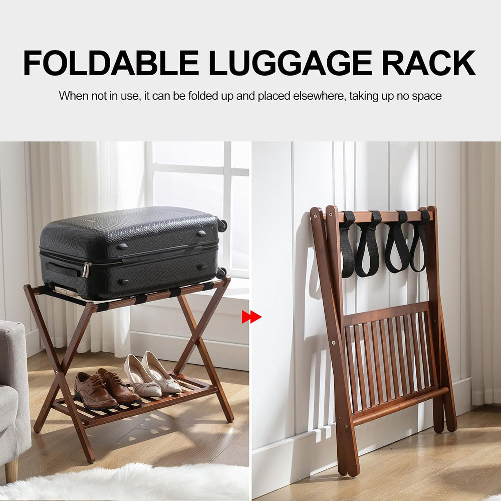 Luggage Racks Suitcase Stand Foldable With Storage Shelf For Guest Room Hotel...
