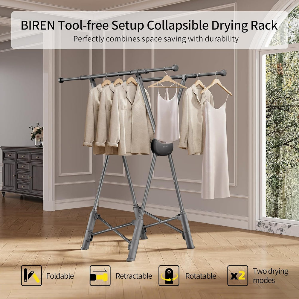 BIREN Clothes Drying Rack Heavy Duty Clothing Racks Foldable Laundry Rack Two...