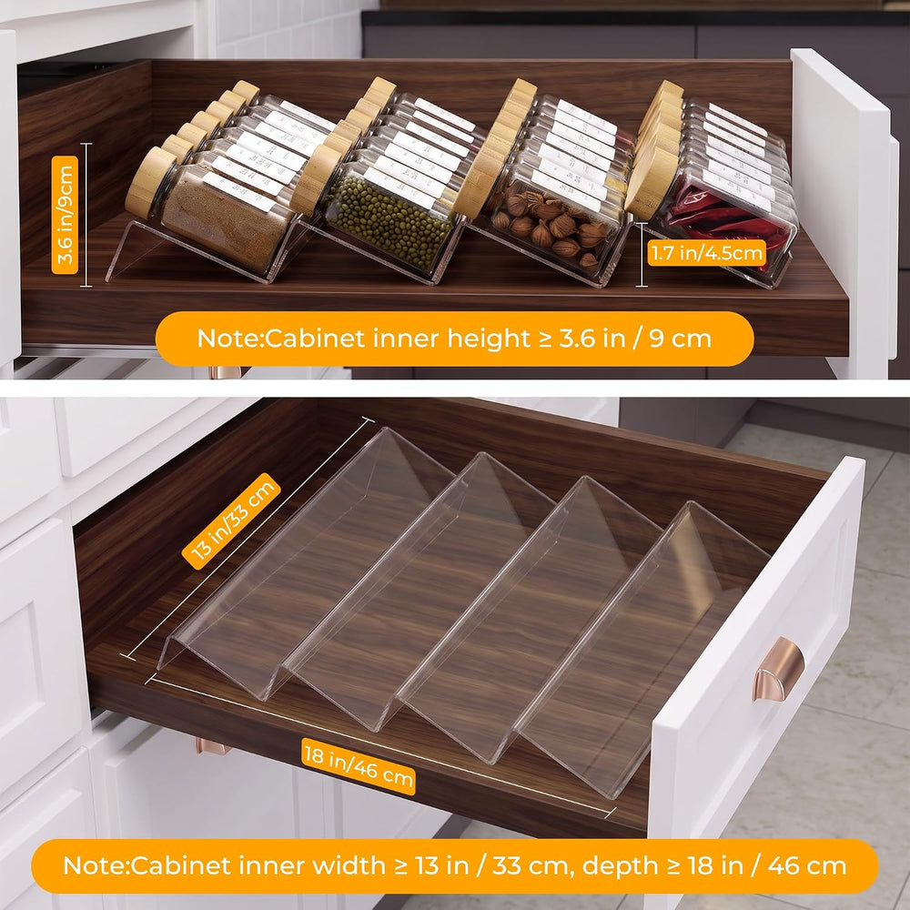 Acrylic Spice Drawer Organizer with 28 Spice Jars and 216 Labels,Non-slip Rub...