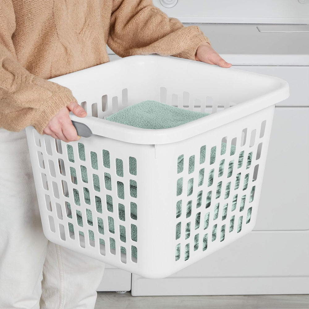 Sterilite Square Laundry Basket, Plastic Clothes Hamper, 12 Pack