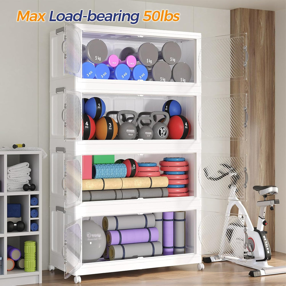 120Gal/480QT 4-Tiers Extra Large Stackable Storage Bins with Lid, Collapsible...