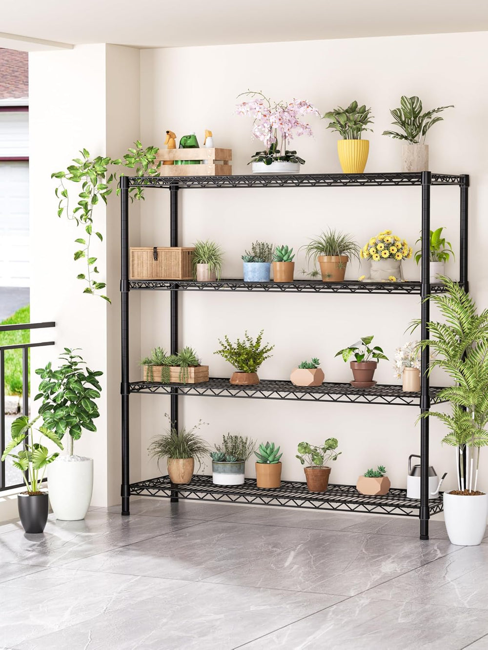 Golpart 4Tier Adjustable Storage Shelves Metal Wire Shelving Standing Shelf