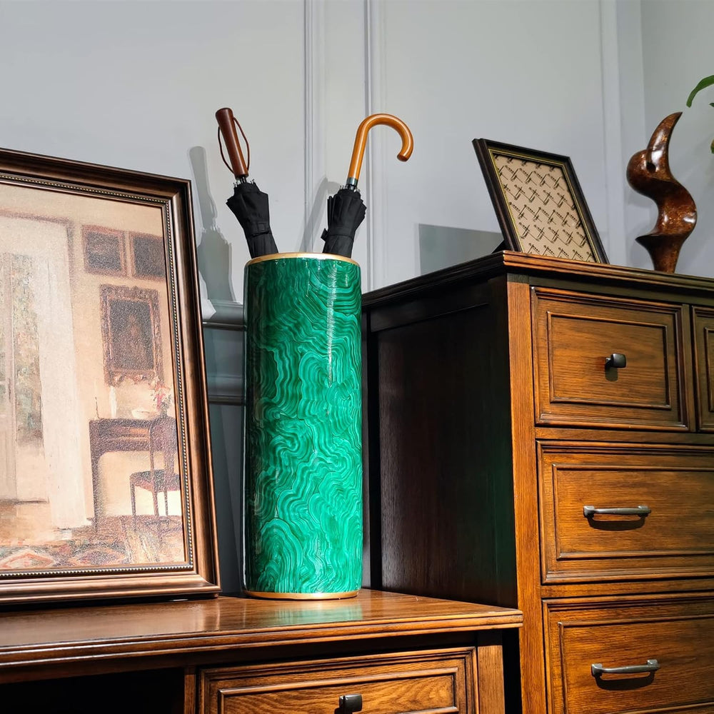 24" H Ceramic Umbrella Stand Malachite Green for Entryway Indoor