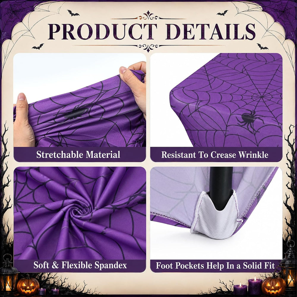 Lawnldyll 2Pcs Halloween Tablecloth 6 FT Spiderweb Spandex Table Cover