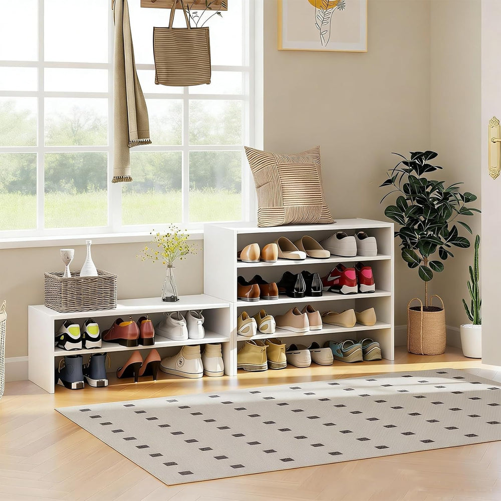 POWERSTONE 6-Tier Stackable Shoe Rack, 3-in-1 Shoe Shelves, (2, White)