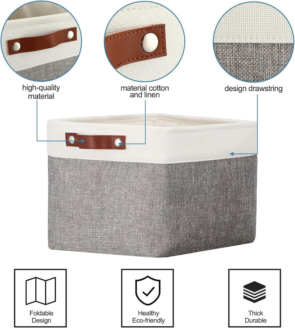Uiifan 10 Pcs Collapsible Fabric Storage Baskets, 16 x 12 x 10 Inch, Gray