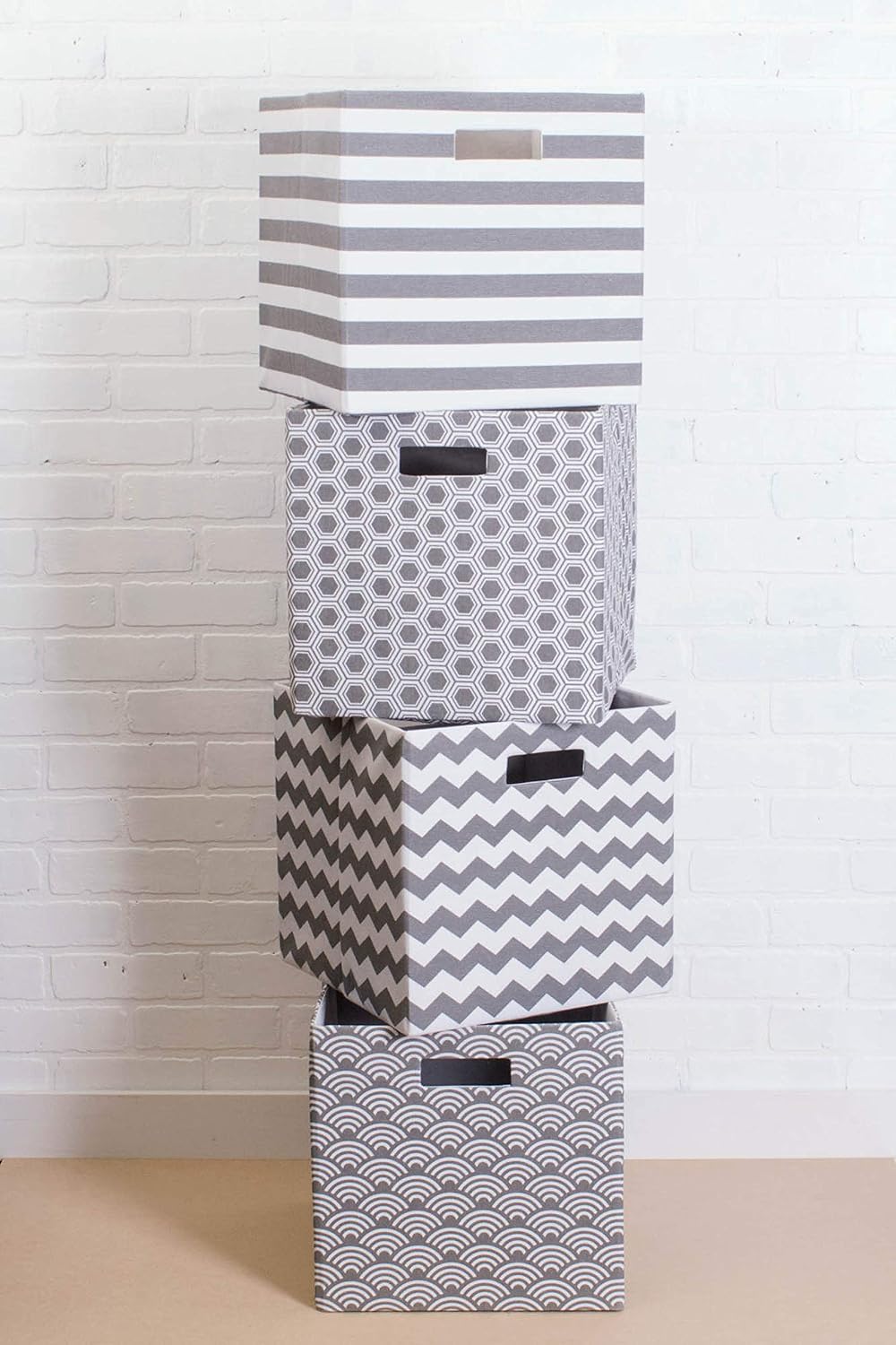 DII Collapsible Polyester Storage Cube, Chevron, Gray, Large
