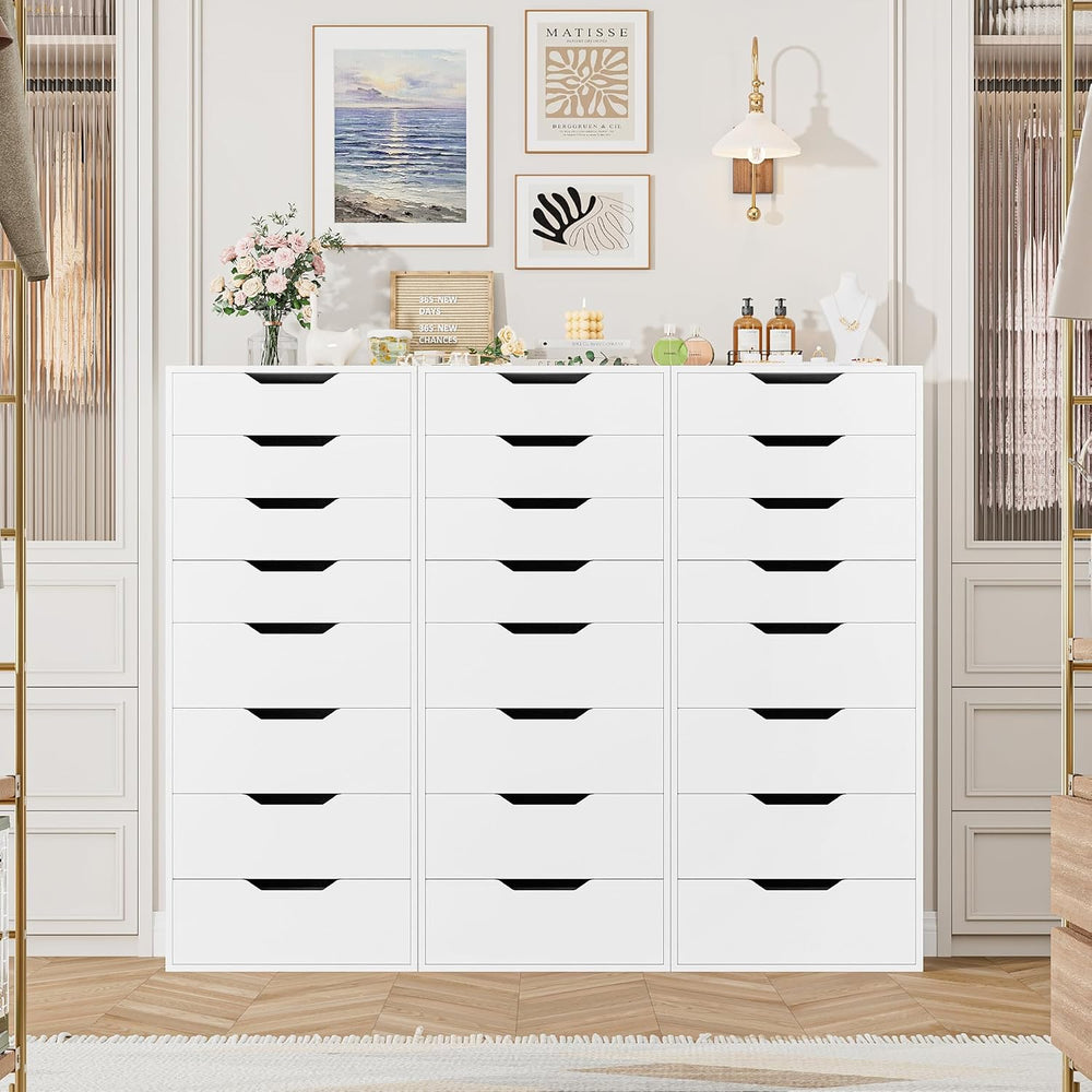 FACBOTALL 44.5" Tall White Dresser, 8 Drawer Dresser with Groove Handles