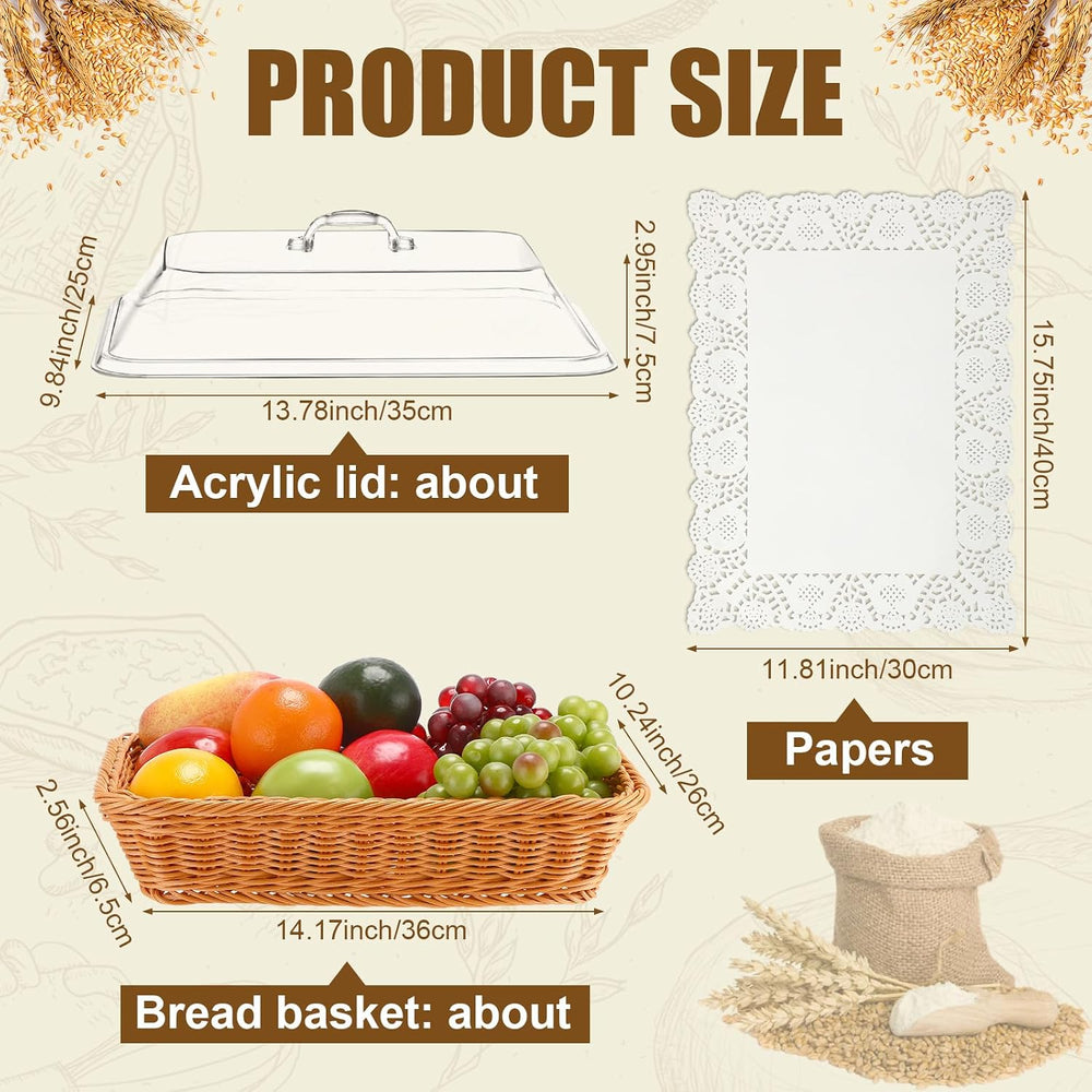 Mumufy 2 Packs Bread Baskets for Serving with Lid 14.17x10.24x2.56'' ...