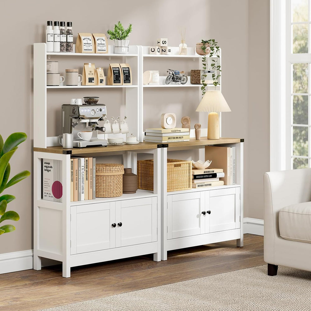 Microwave Standing Baker's Racks 5-Tiers Cabinet (White and Brown)