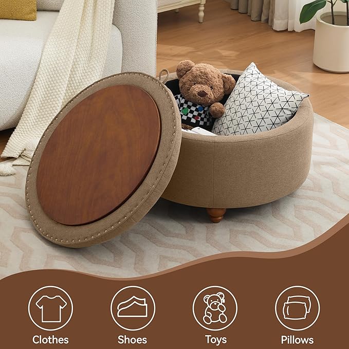 30Inch Round Storage Ottoman