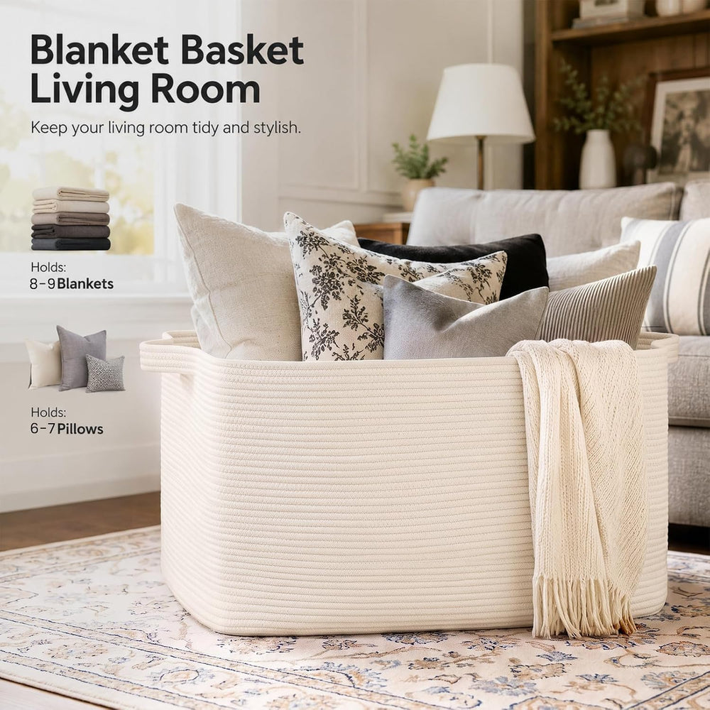 OIASKET 108L Extra Large Blanket Basket Living Room, 24.8" x 16.2" ...