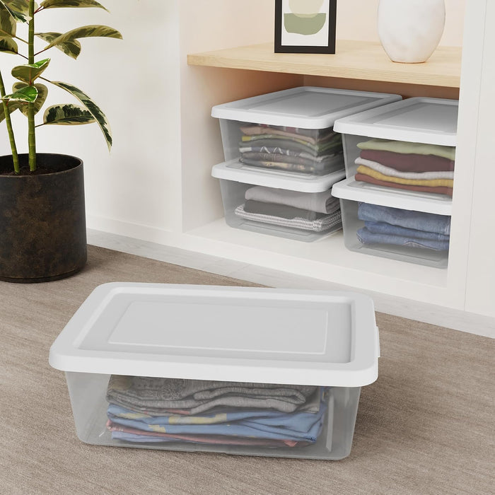 Sterilite Storage Box Stackable Tote, White, 12 Quart, 12 Pack