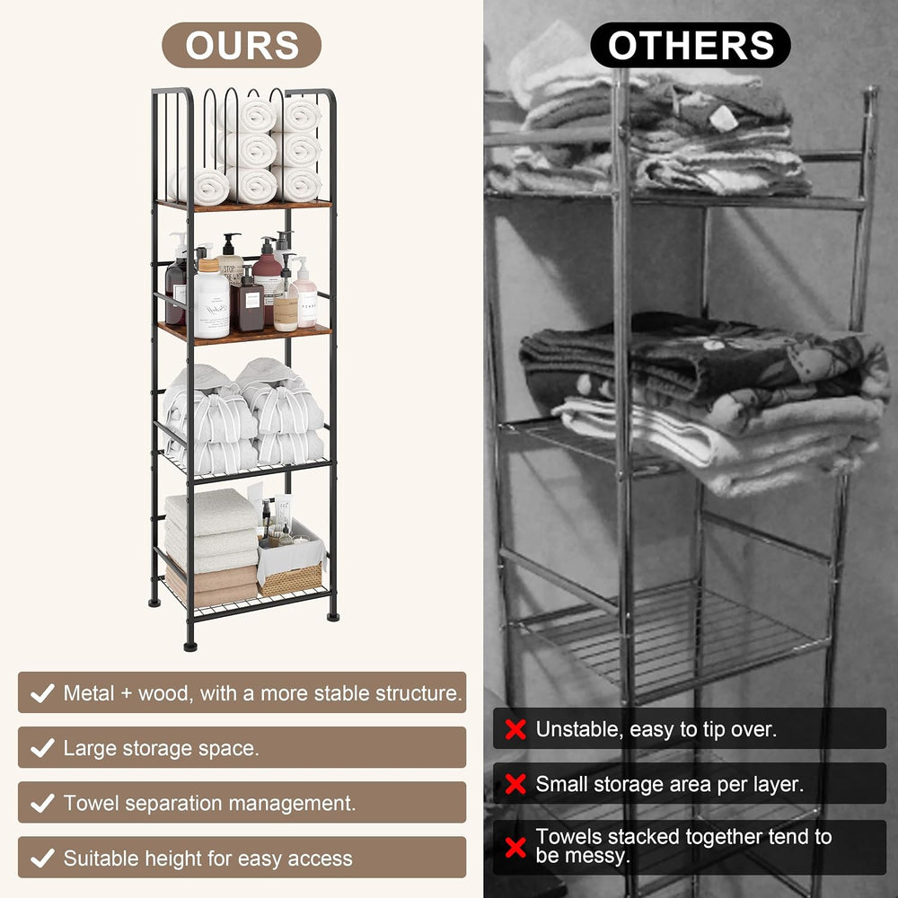 4-Tier Freestanding Towel Racks for Bathroom, Towel Rack Stand